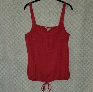 Lucky Brand Red Sleeveless Fitted Tank Top